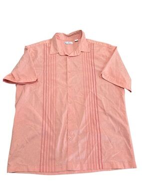 Cafe Luna Casual Short-Sleeve Button-Down Shirt in Light Pink XL